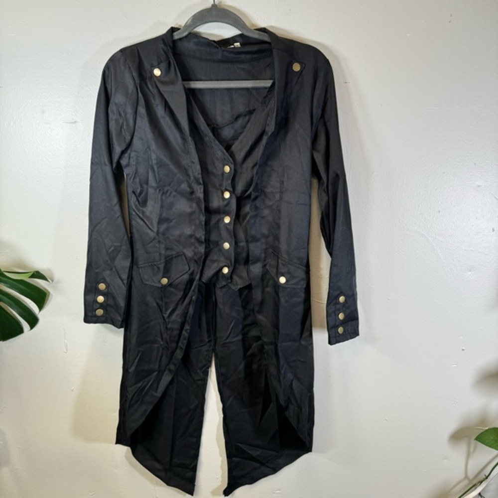 Custom steam punk jacket blazer black military coat tails small burning man